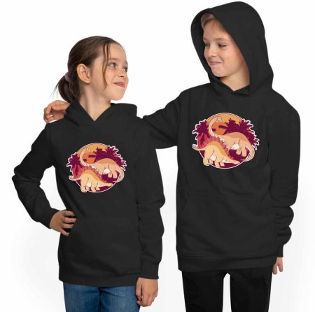 Hoodie Kids Hooded Sweatshirt - Brachiosaurus and Stegosaurus i33